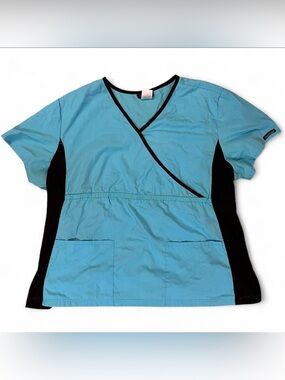 Cherokee Women's Scrub Tunic in Light Blue with Black Trim